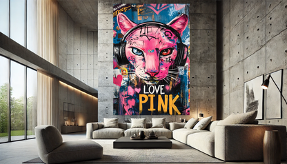 Tableau Pop Art "Love Pink" (format rectangulaire)