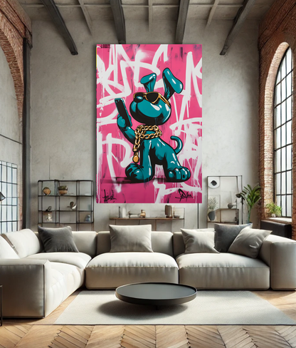Tableau Street Art "Selfie Dogg" (format rectangulaire)