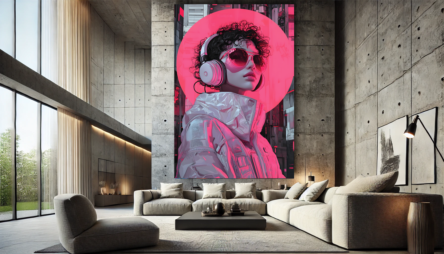 Tableau Pop Art "Neon Future" (format rectangulaire)