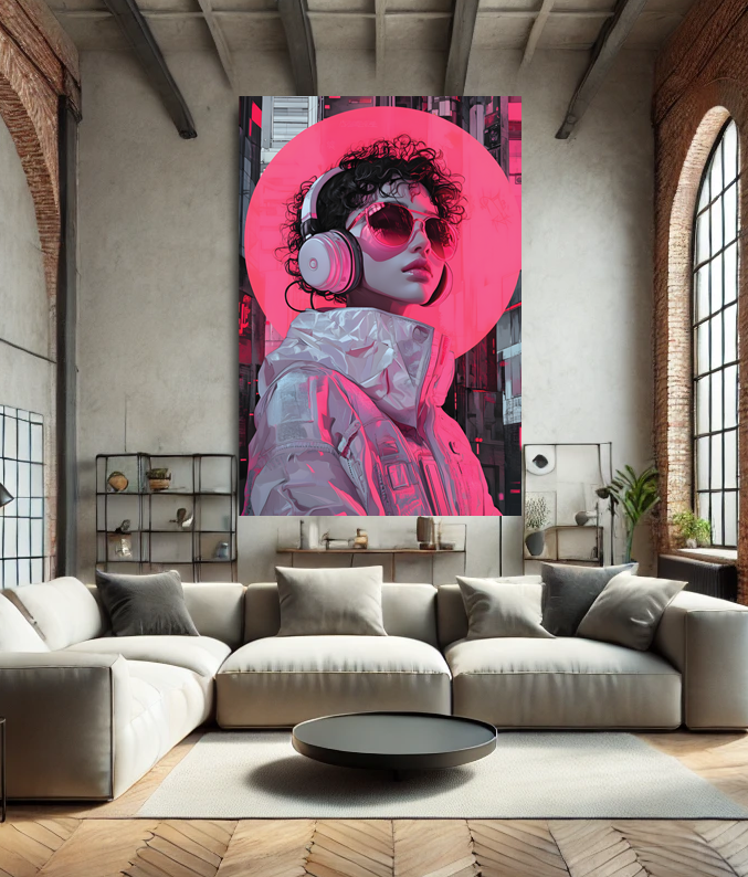 Tableau Pop Art "Neon Future" (format rectangulaire)